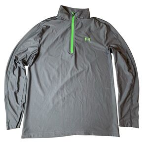 Under Armour UA Tech Gray & Neon Green 1/4 Zip Pullover - Men’s Small